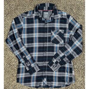 Mountain Hardwear Men's Blue Plaid Flannel Shirt Button Up Long Sleeve Sz Medium